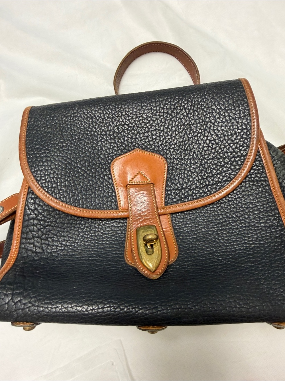 Dooney & Bourke Vintage Black Pebbled Leather Crossbody with Brown Trim - Picture 5 of 16